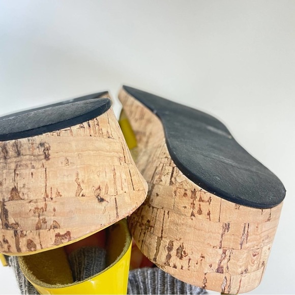 Kork-ease Myrna Sandal Patent Yellow Leather Cork Wedge Retro Comfort Buckle 7 - Picture 9 of 11